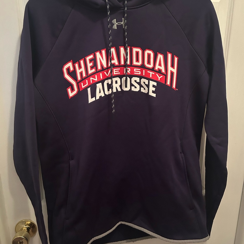 Under Armour Men's Dark Blue Hoodie with Shenandoah University Lacrosse Design